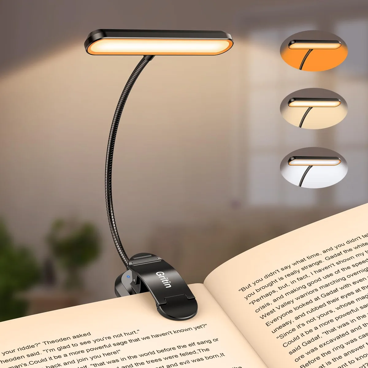 A slim horizontal LED bar with a flexible gooseneck and clip, matte finish