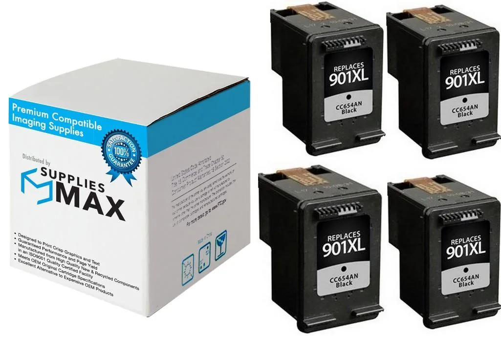 SuppliesMax SuppliesMax Remanufactured HP 901XL Black Inkjet 4-Pack 700 Pages — product photo