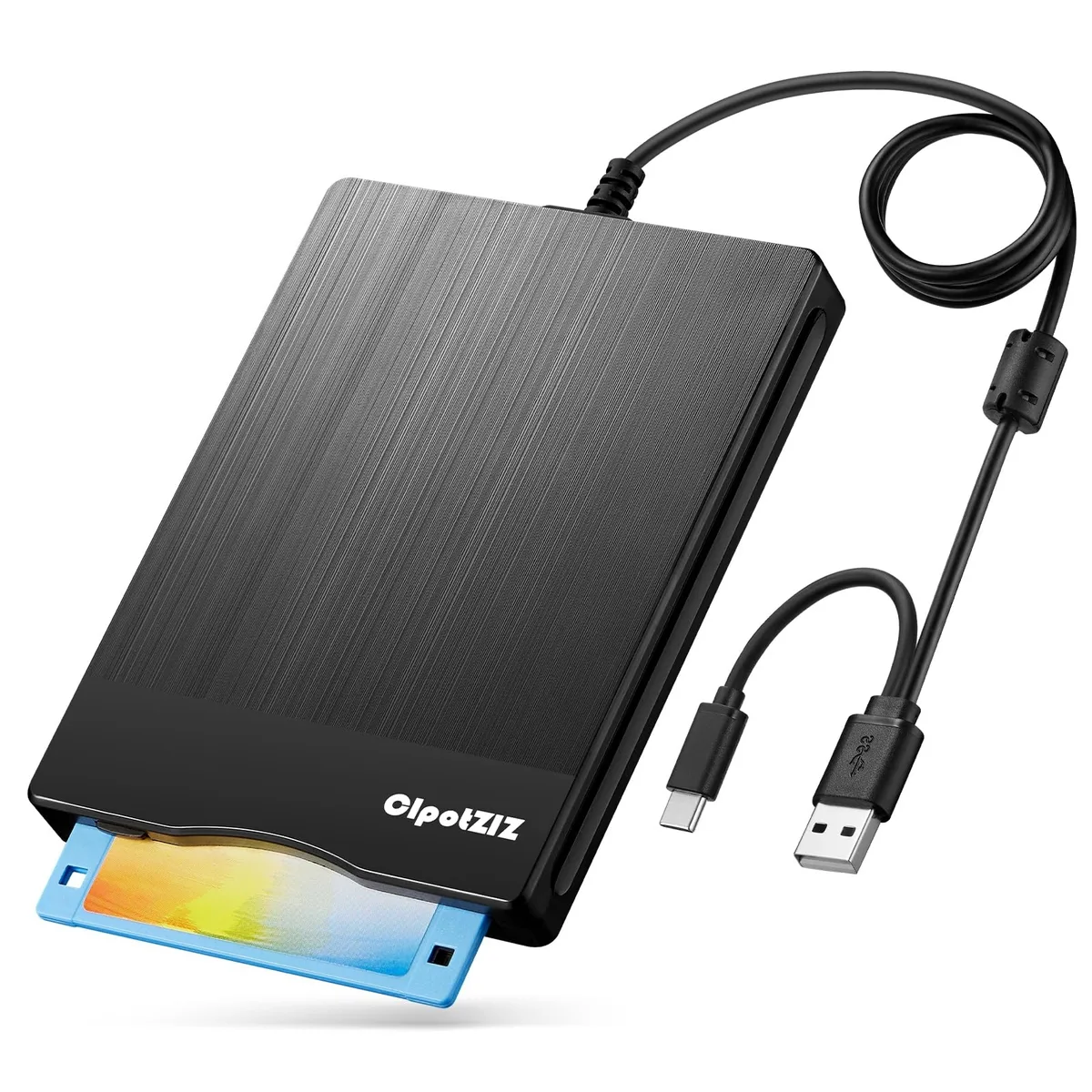 CIpotZIZ ZIZ01C-BT 3.5" USB A/C Floppy Drive 1.44MB Brushed Texture — product photo
