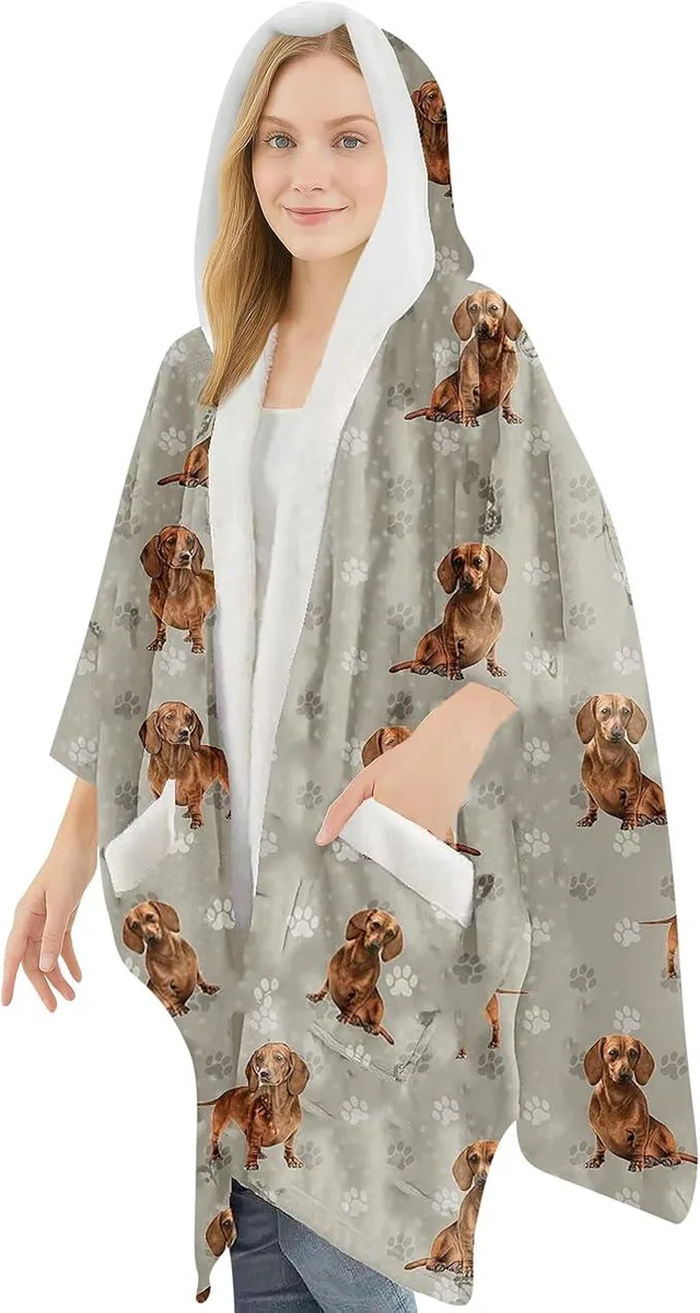 E &amp; S Imports E &amp; S Imports Snuggs Blanket Hoodie Red Dachshund Stuffed — product photo