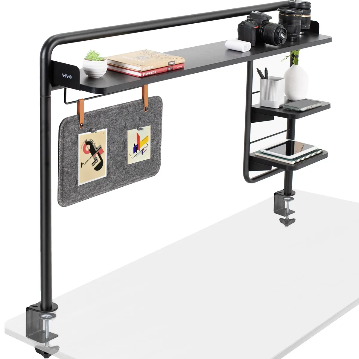 VIVO VIVO DESK-SHELF55A Clamp-on 50" Desktop Shelving System Black — product photo