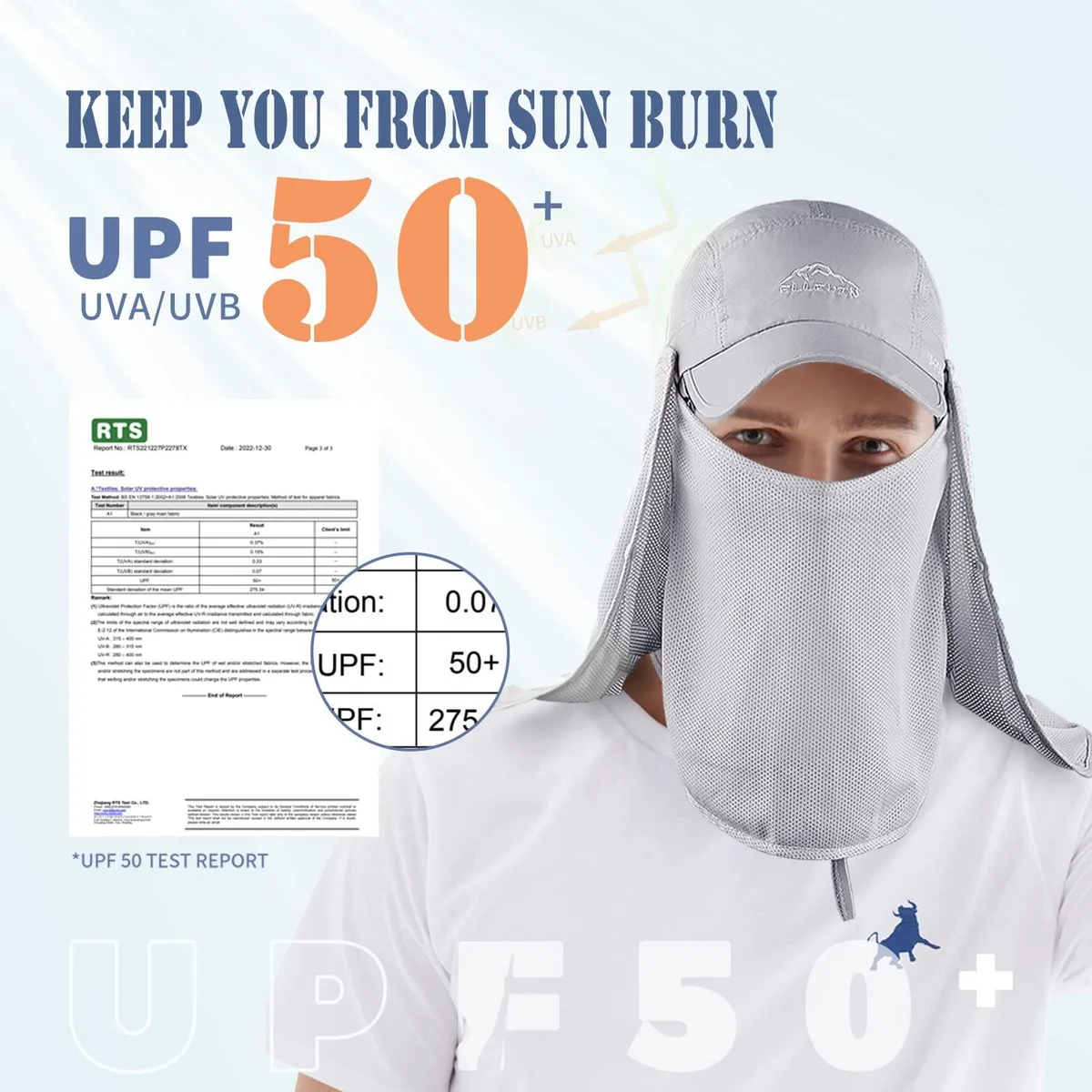  ELLEWIN UPF 50+ Sun Hat with Mesh Neck Flap Face Cover — product photo