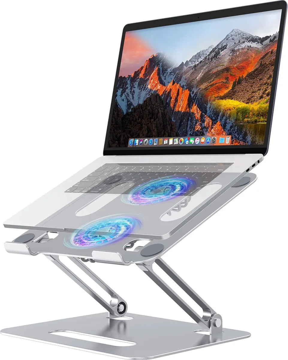  YICOSUN B3 Silver laptop cooling pad with 2 fans RGB 10-16 inch — product photo