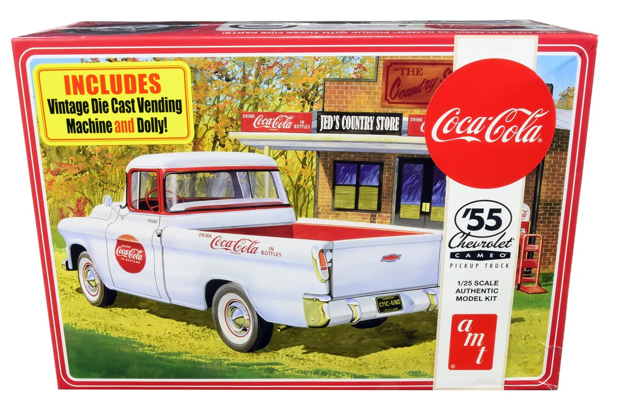 AMT AMT 1955 Chevrolet Cameo Pickup Truck Coca-Cola 1/25 Scale Model Kit — product photo