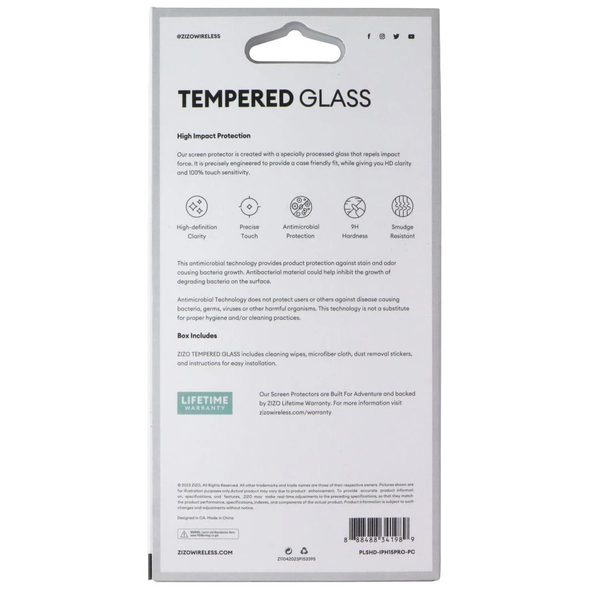 Zizo Zizo Tempered Glass Screen Protector for iPhone 15 Pro Privacy — product photo