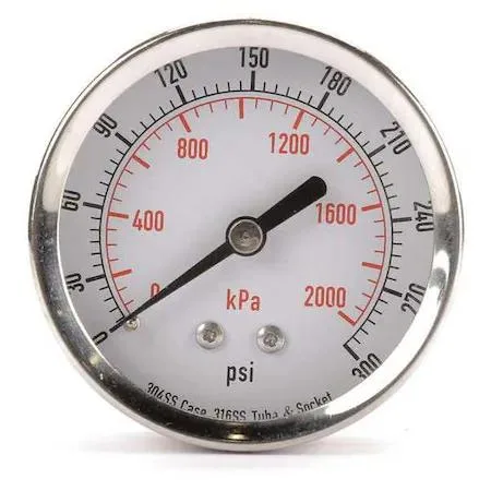 Value Brand Value Brand Commercial Pressure Gauge 0 to 300 psi 2 1/2 in Dial 1/4 in NPT Center Back — product photo