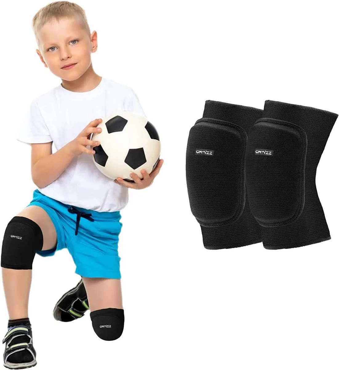 Black medium knee pads with thick sponge padding and elastic edges