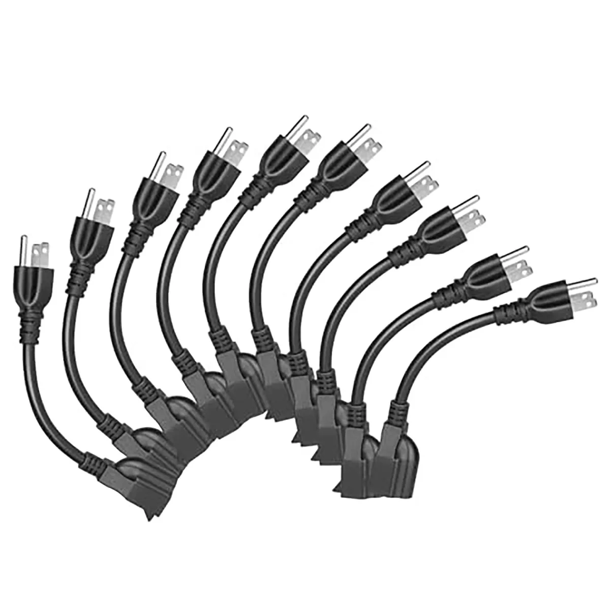 KUNLUN 10 Pack 8-Inch 16AWG 13A NEMA 5-15P to 5-15R Power Extension Cord — product photo