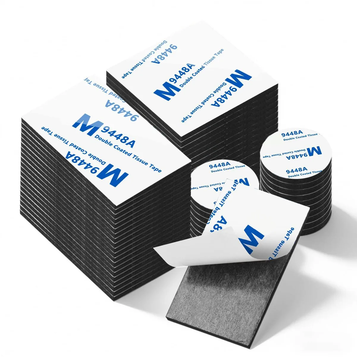 Black foam adhesive pads in square round and rectangular shapes 60 pieces 4x4cm 2mm thick