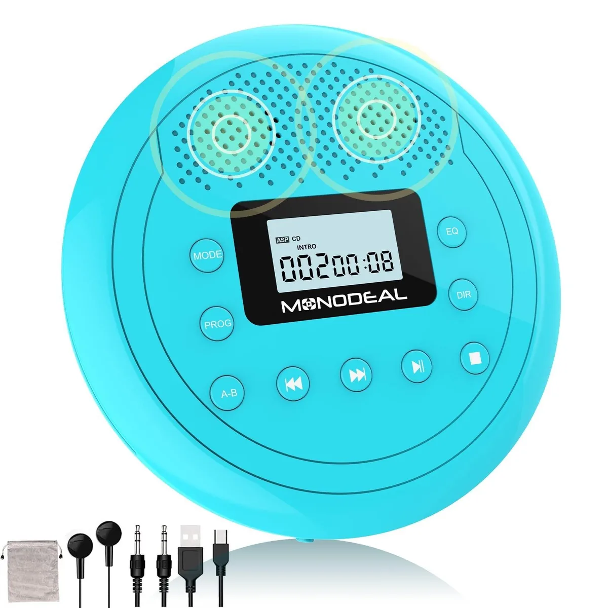MONODEAL MONODEAL Portable CD Player with Speaker Cyan-Blue — product photo
