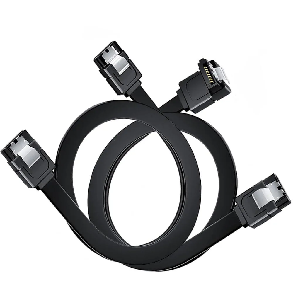 Aoiutrn JMH-01 SATA 3.0 cable 2 pack 90 degree right angle straight 50 cm black — product photo