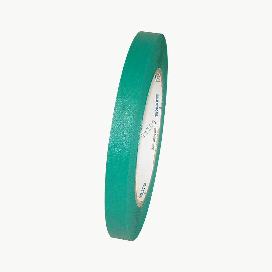 Green masking tape roll on 3 inch core