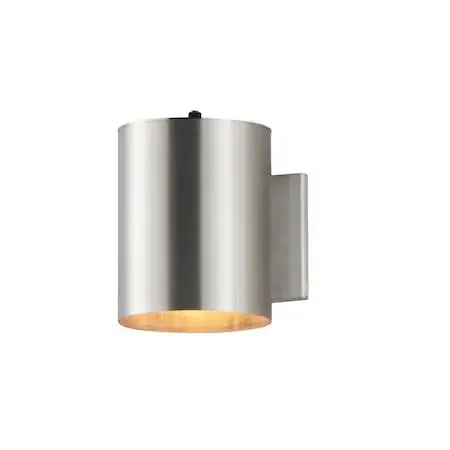 Classic cylinder outdoor wall sconce in aluminium finish 6in wide 7.25in high