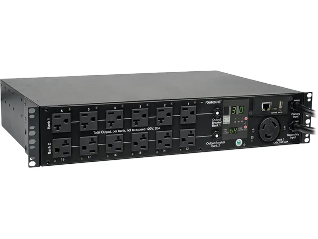 Tripp Lite Tripp Lite PDUMH30ATNET Switched ATS PDU 2U 24×5-15/20R 1×L5-30R 2×L5-30P 10ft 30A 2.9kW — product photo