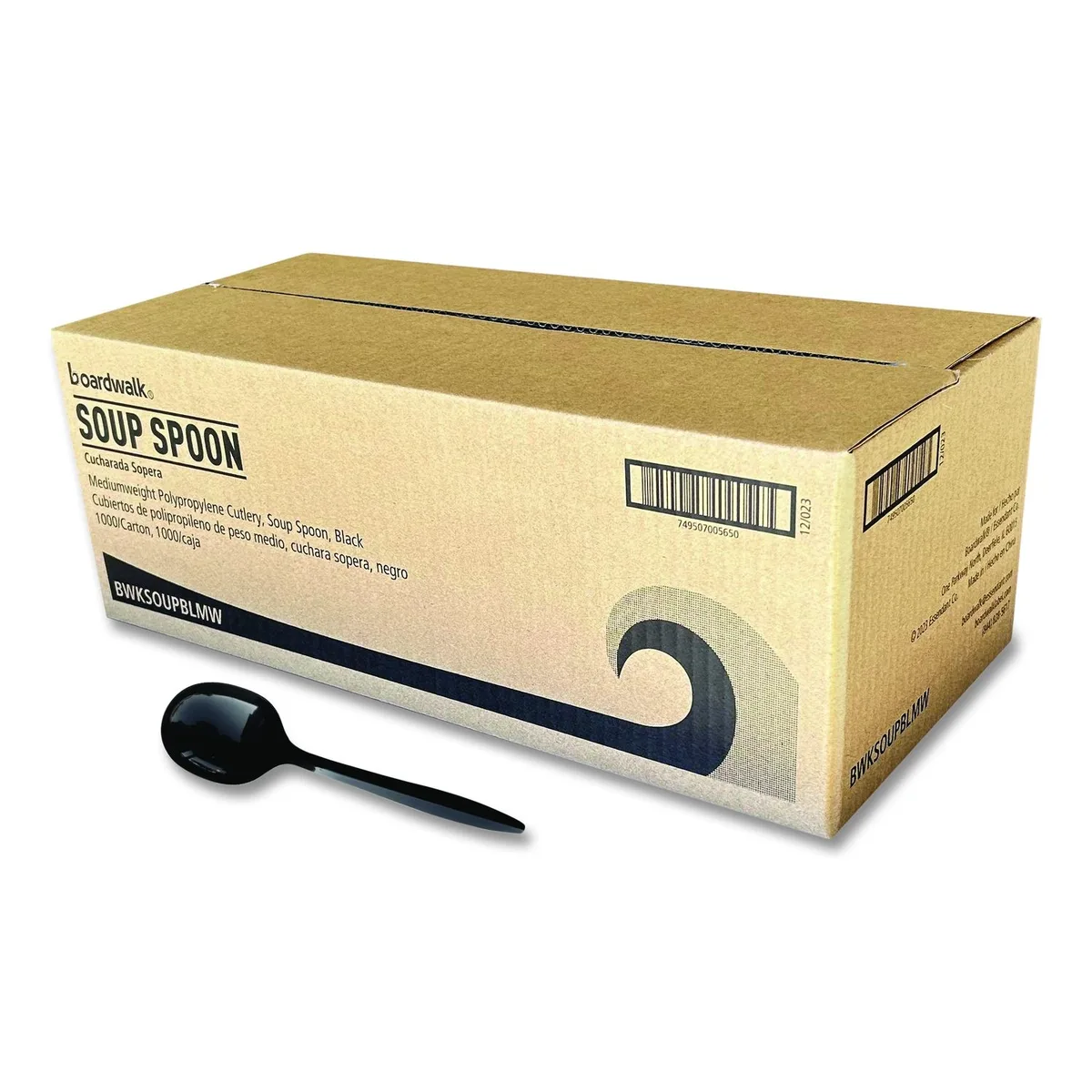 Boardwalk Boardwalk Mediumweight Polypropylene Soup Spoon Black 1000/Carton — product photo