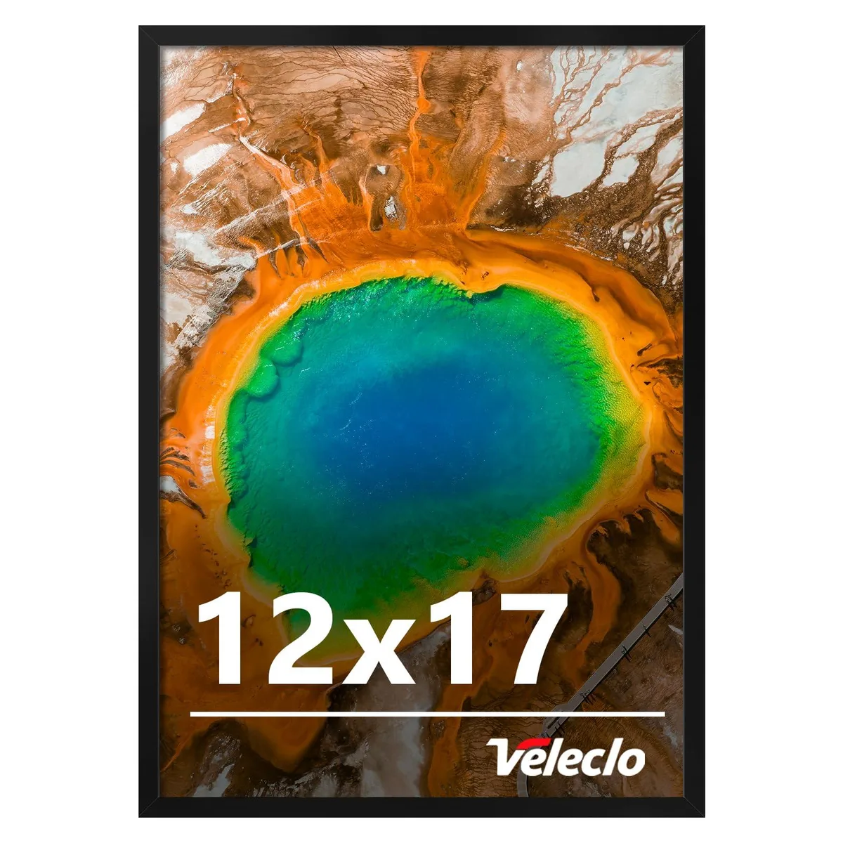Black plastic 12 by 17 inch flat picture frame with shatter resistant plexiglass