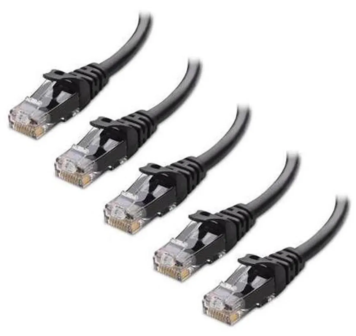 SMUGDESK SMUGDESK 5-Pack Cat6 Network Ethernet Cable 3ft Black 10Gbps Snagless RJ45 — product photo