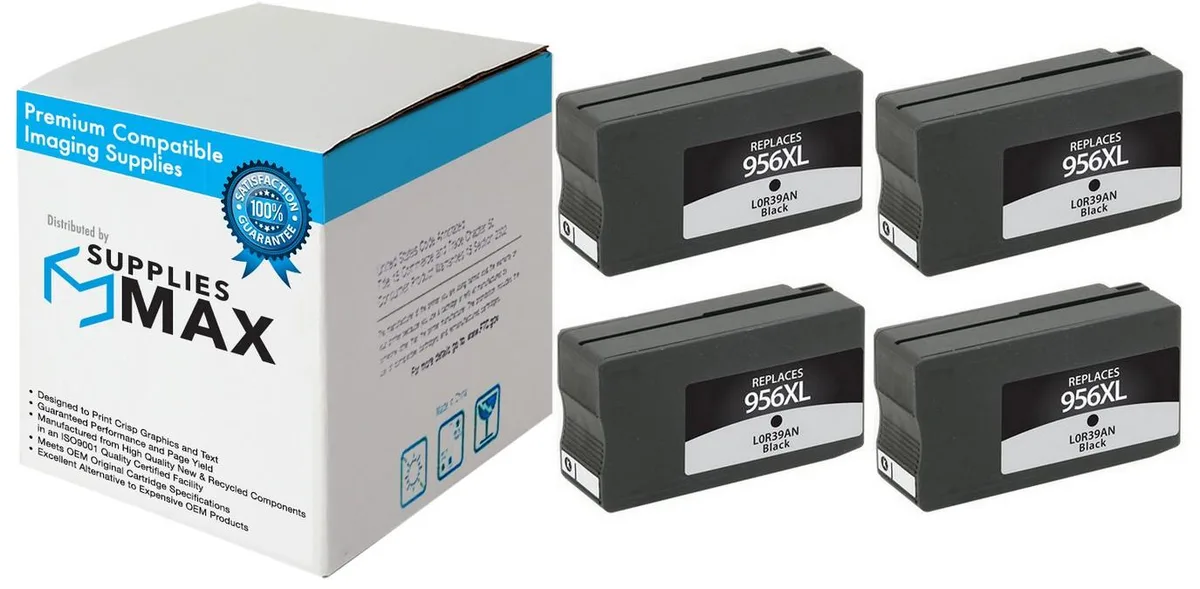 SuppliesMax SuppliesMax 956XL Black Inkjet Cartridge 4 Pack 3000 Pages — product photo