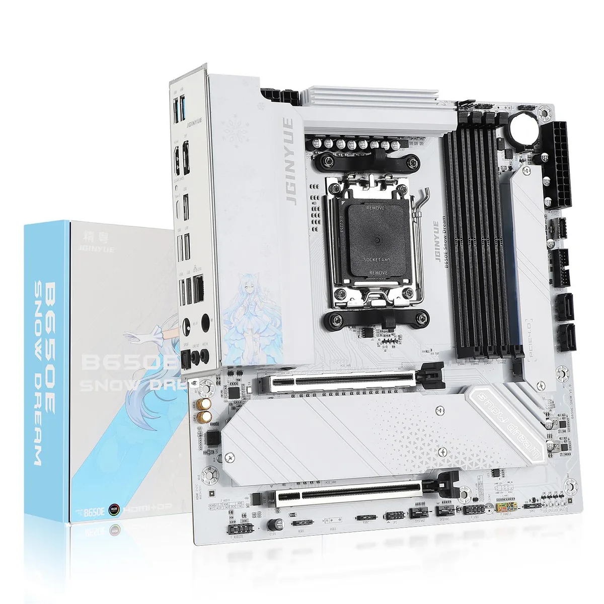 JGINYUE JGINYUE B650E Snow Dream AM5 AMD motherboard — product photo