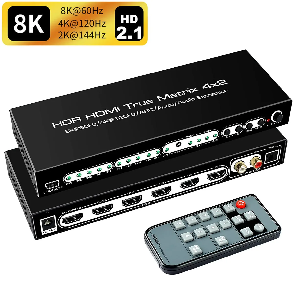 IHDAPP IHDAPP 8K 4x2 HDMI Matrix 4K120Hz Audio Out Black — product photo