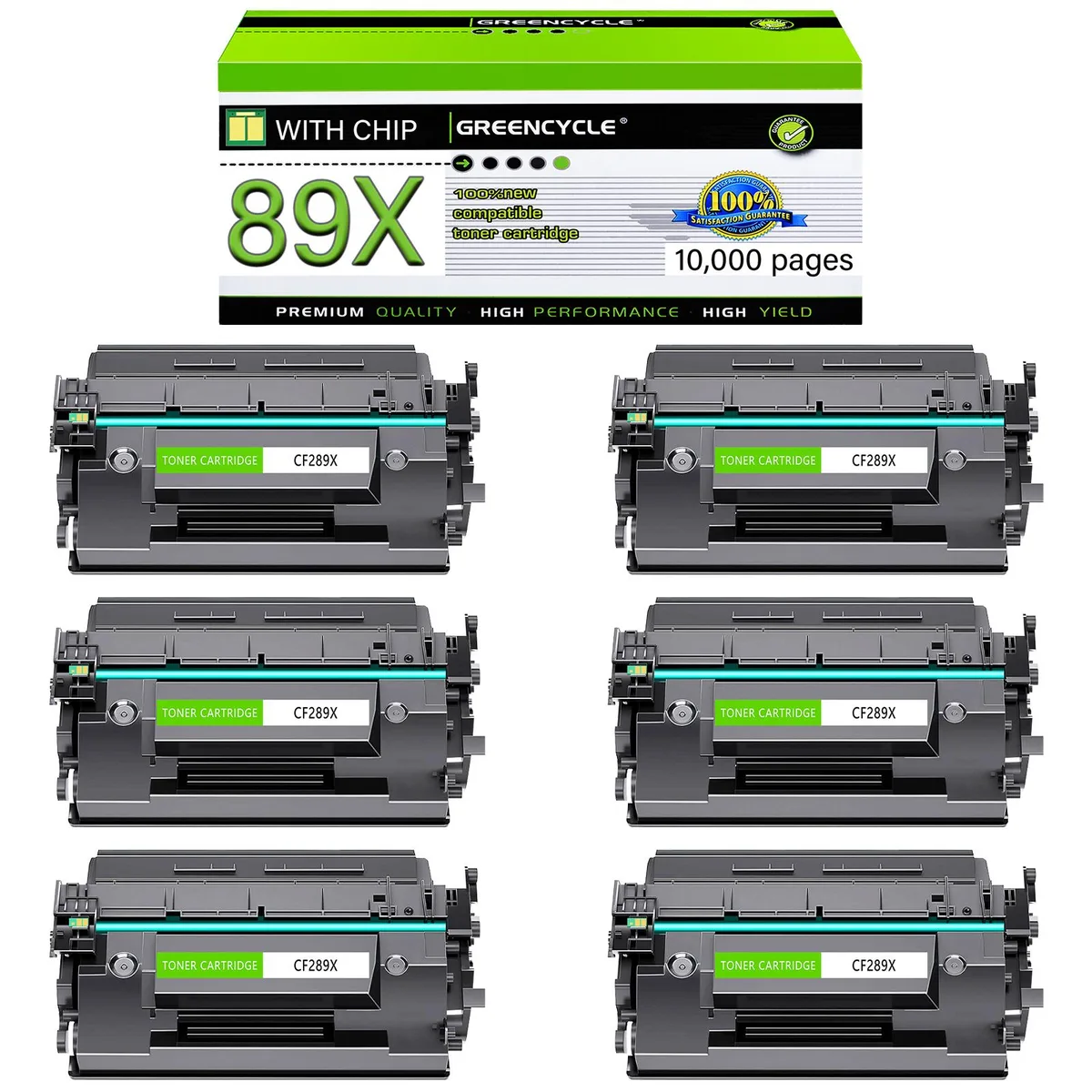 GREENCYCLE GREENCYCLE CF289X compatible toner cartridge 6 pack 10000 pages — product photo