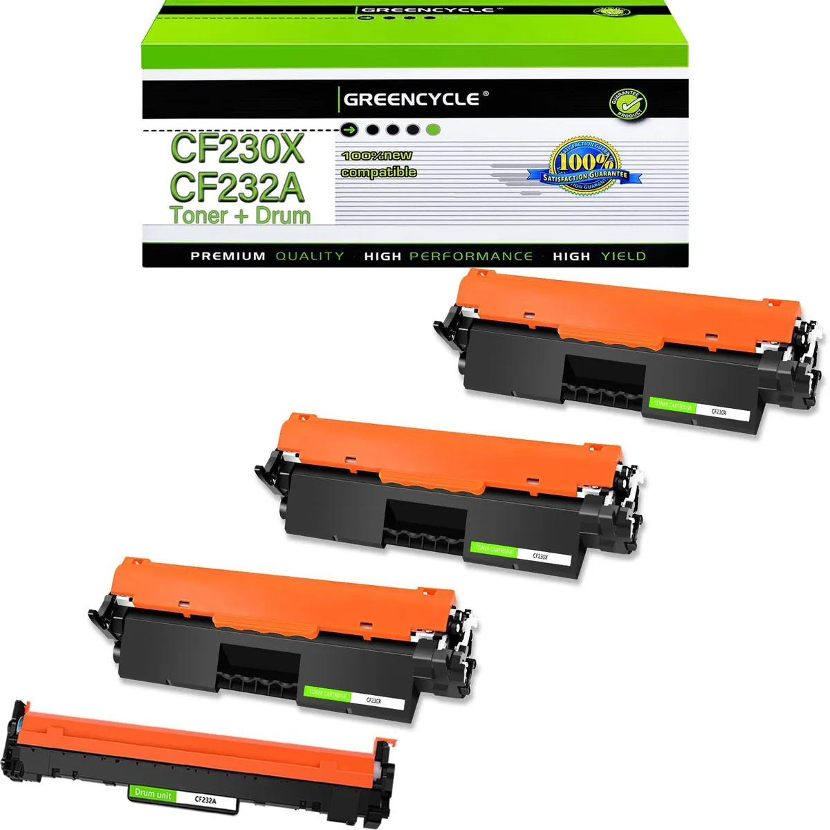 GREENCYCLE GREENCYCLE CF232A-CF230X Toner &amp; Drum Set (3×30X + 1×32A) — product photo