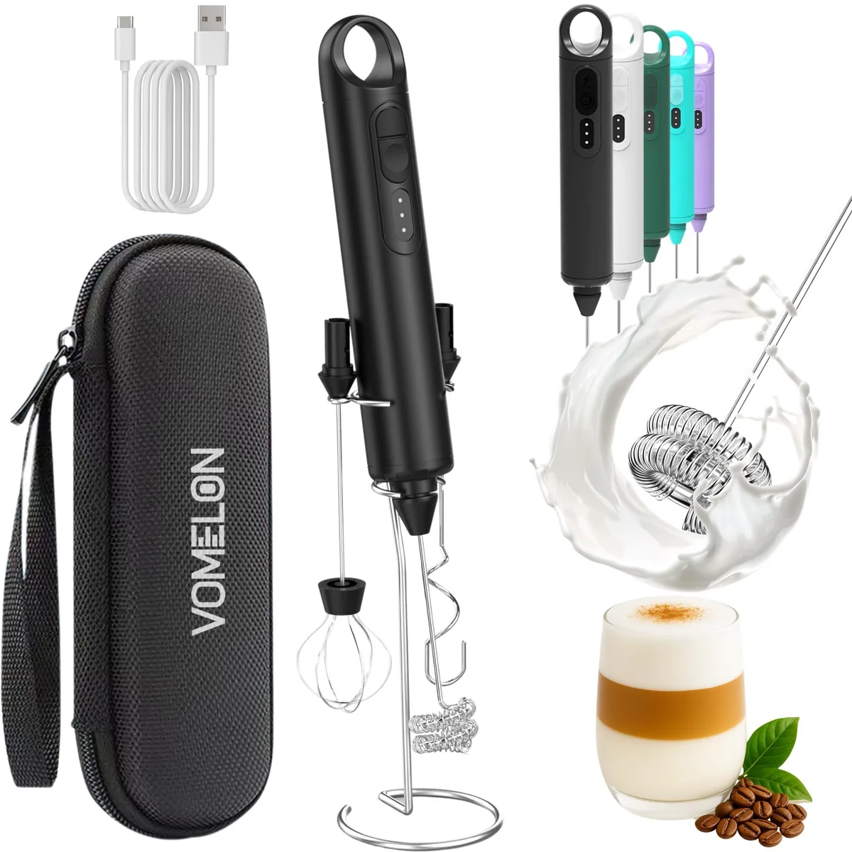 Brentwood VOMELON Rechargeable Milk Frother 3 Speed 600W Black — product photo