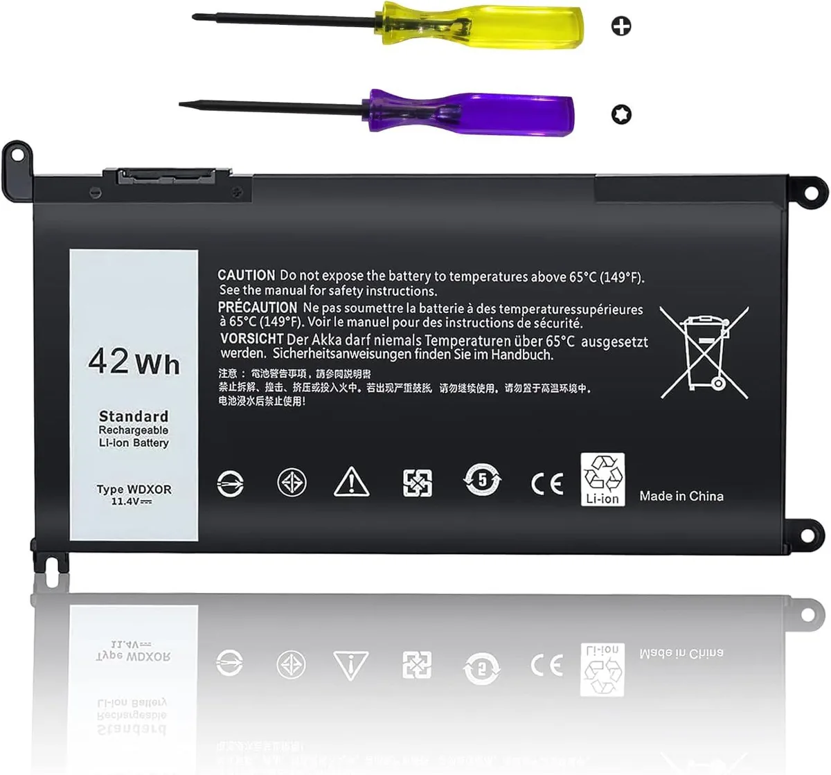PISKEKAT PISKEKAT WDX0R 42 Wh 11.4V 4-cell laptop battery — product photo