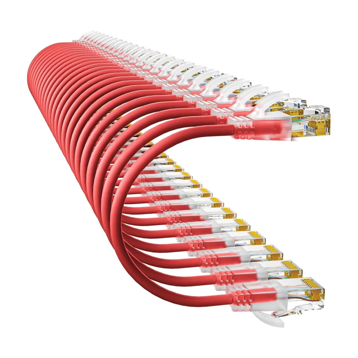 BFKK BFKK Cat6a 1ft Slim Patch Cable 24 Pack Red network ethernet cable — product photo
