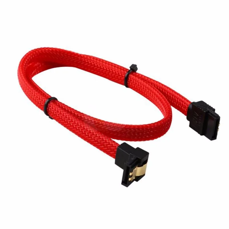 EN-Labs EN-Labs JACKET-SATA3-18RD90 18 inch 90 to 180 degree SATA cable red sleeved — product photo