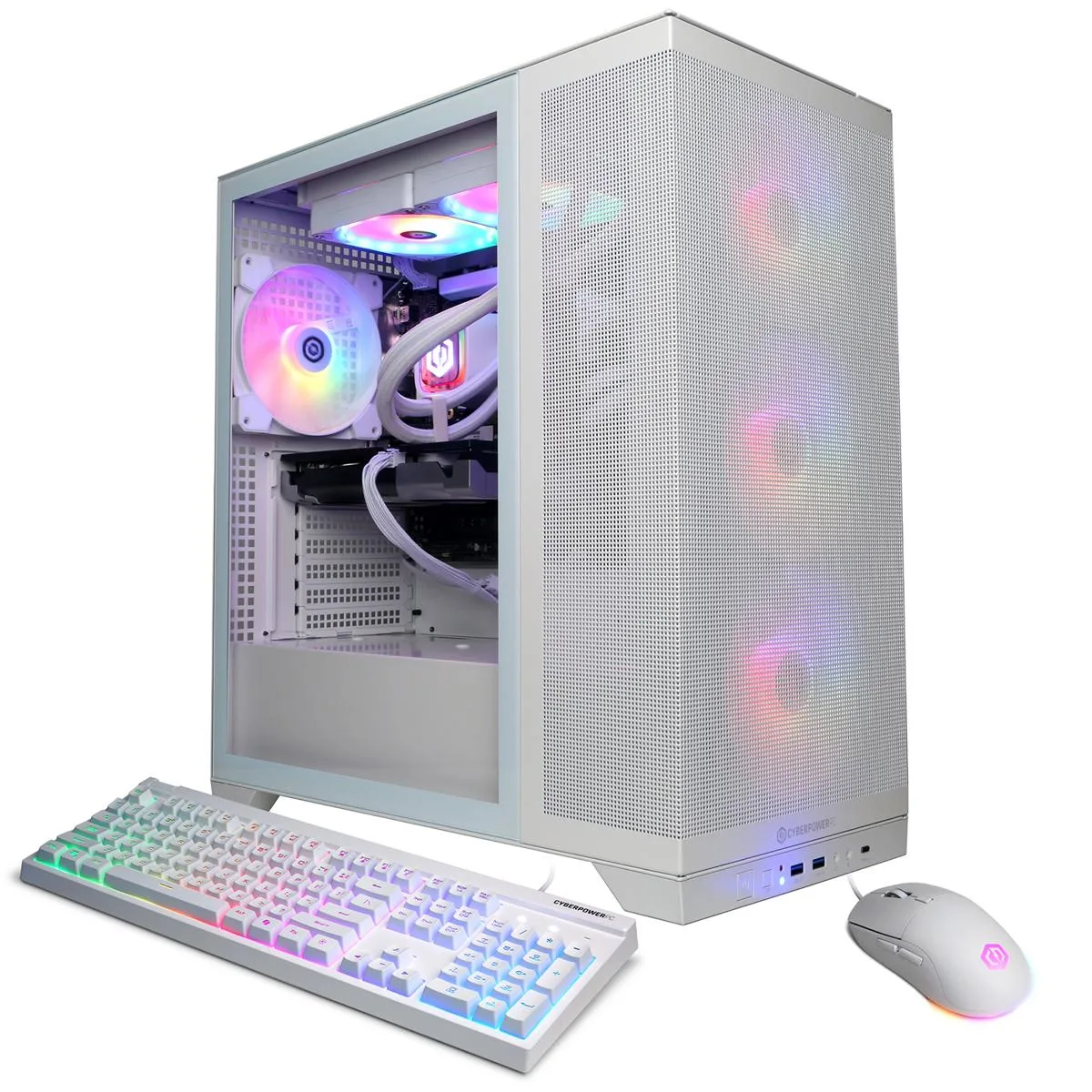 CyberpowerPC CyberpowerPC Gamer Supreme Liquid Cooled Intel Core Ultra 7 265F 32GB 2TB RTX 5060 Ti 8GB White gaming PC — product photo