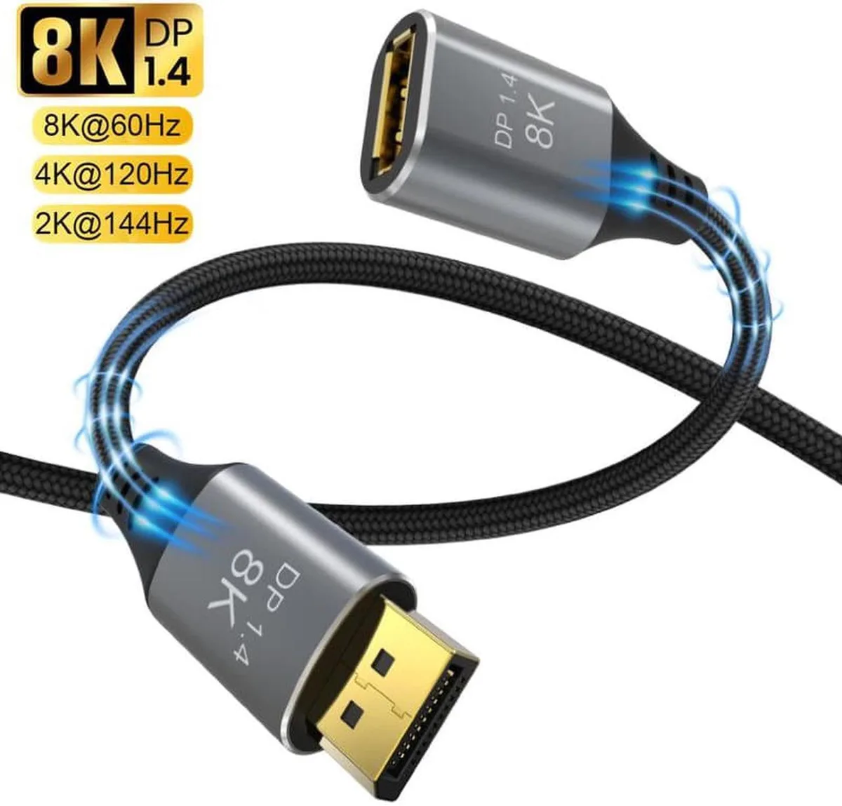 SMUGDESK SMUGDESK DisplayPort 1.4 extension cable 1 m 8K 60 Hz 32.4 Gbps braided — product photo