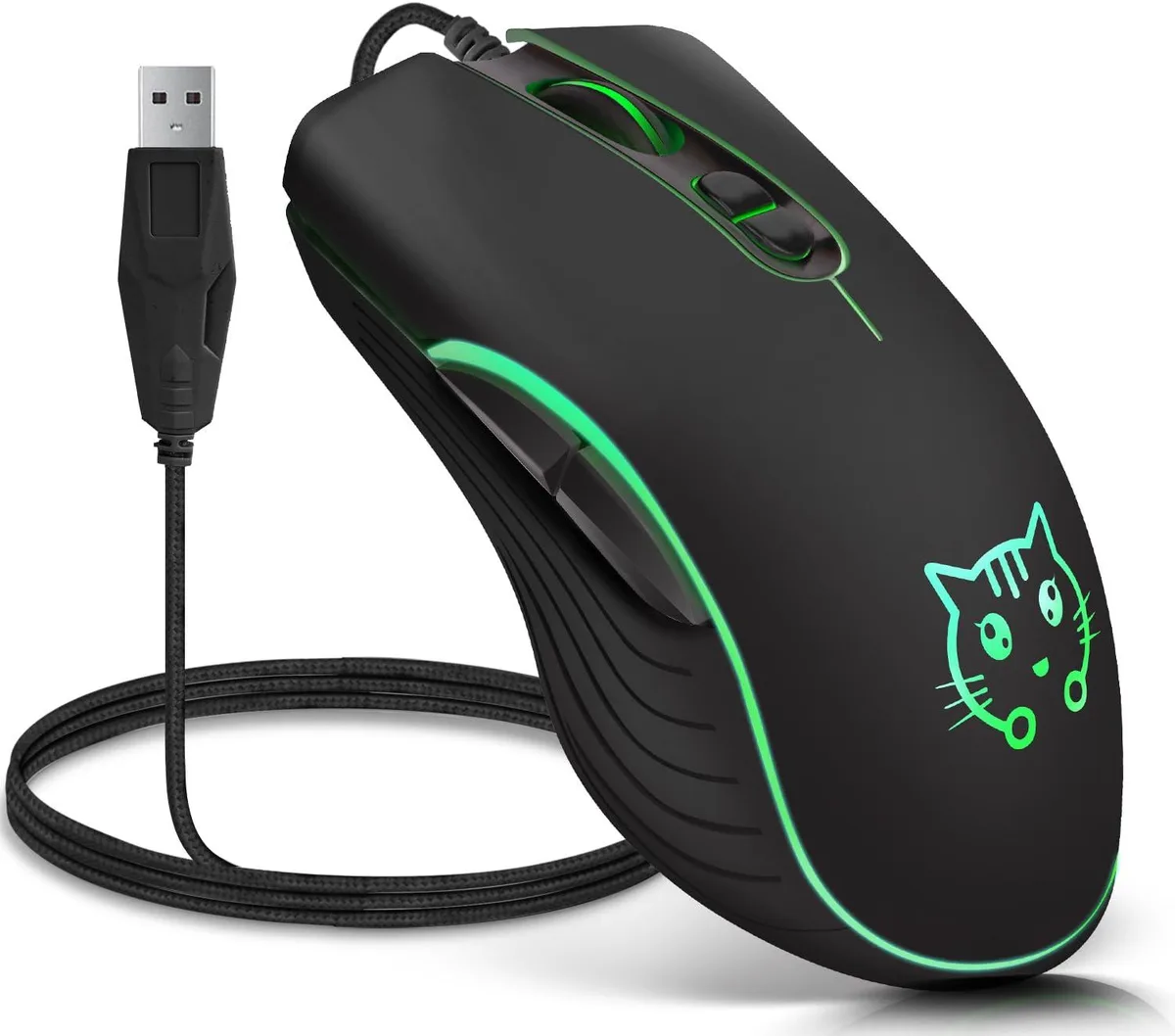 AUTYUE AUTYUE Wired Gaming Mouse Black 2400 DPI 6 Buttons 7 Colors Backlit — product photo