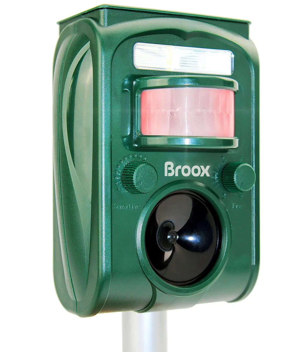 Rectangular solar pest repeller with top panel and motion sensor, IP65 rated, 2026 model