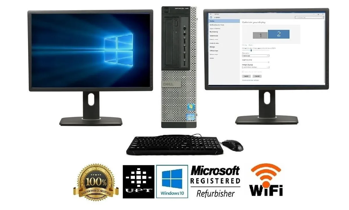 DELL DELL Optiplex 390-790 Core i5 3.1GHz 8GB 240GB SSD Win 10 Pro Dual 22" LCD — product photo