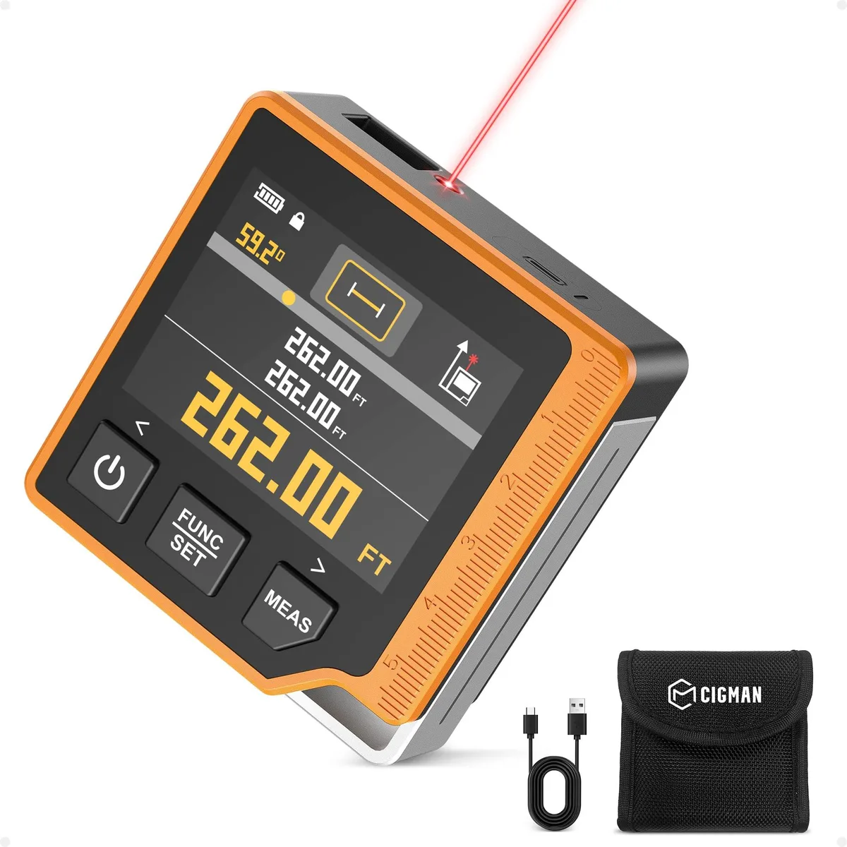  CIGMAN CD-80 Laser Measure 262ft Angle Finder Level 2.4in Display — product photo