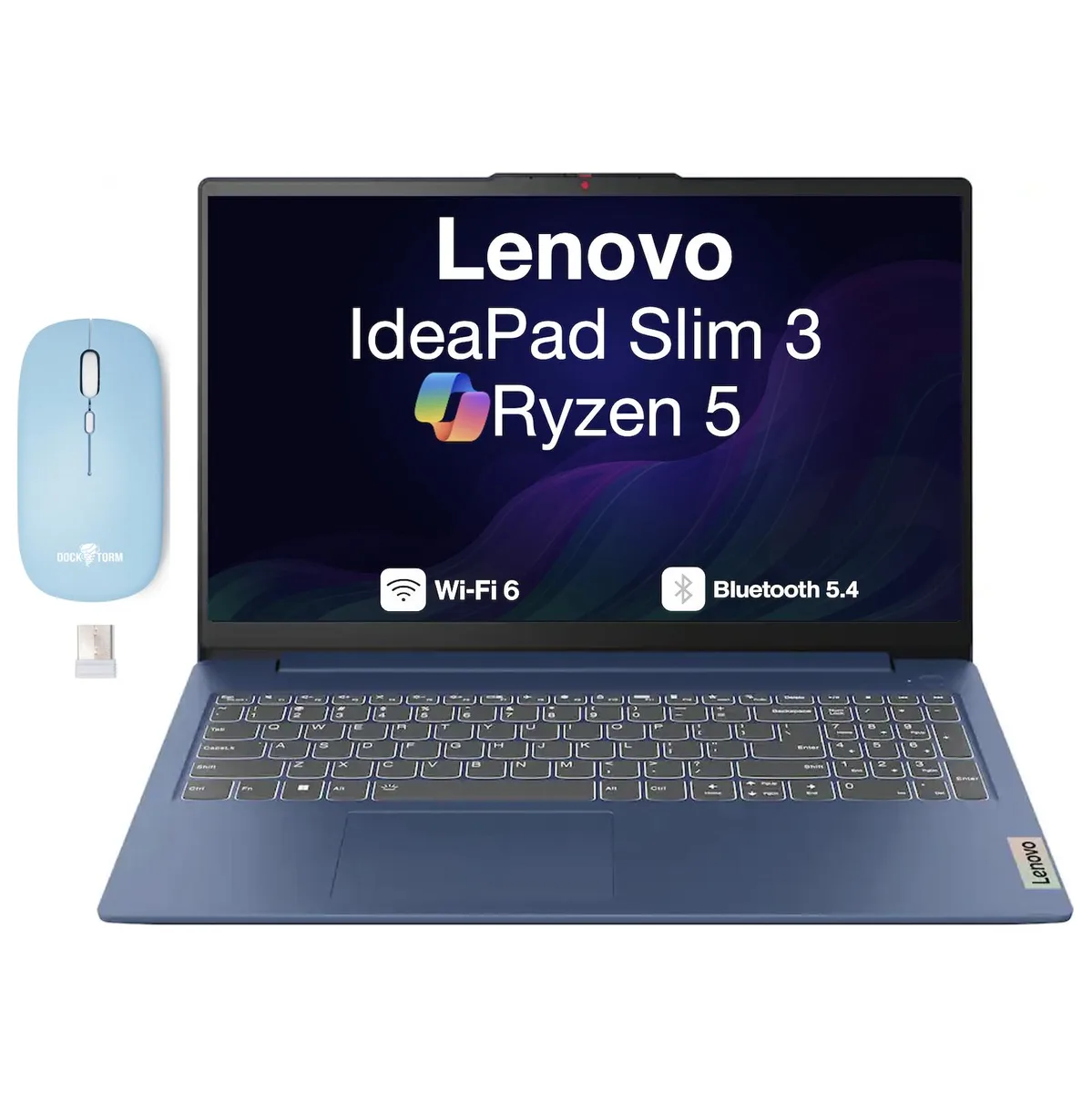 Lenovo Lenovo IdeaPad Slim 3 15.6" laptop AMD Ryzen 5 40 8GB LPDDR5 512GB SSD Windows 11 Pro Abyss Blue — product photo