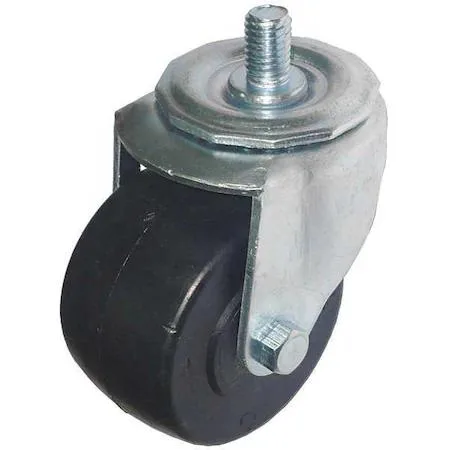 Swivel stem caster with 3 inch polyolefin wheel zinc plated steel frame