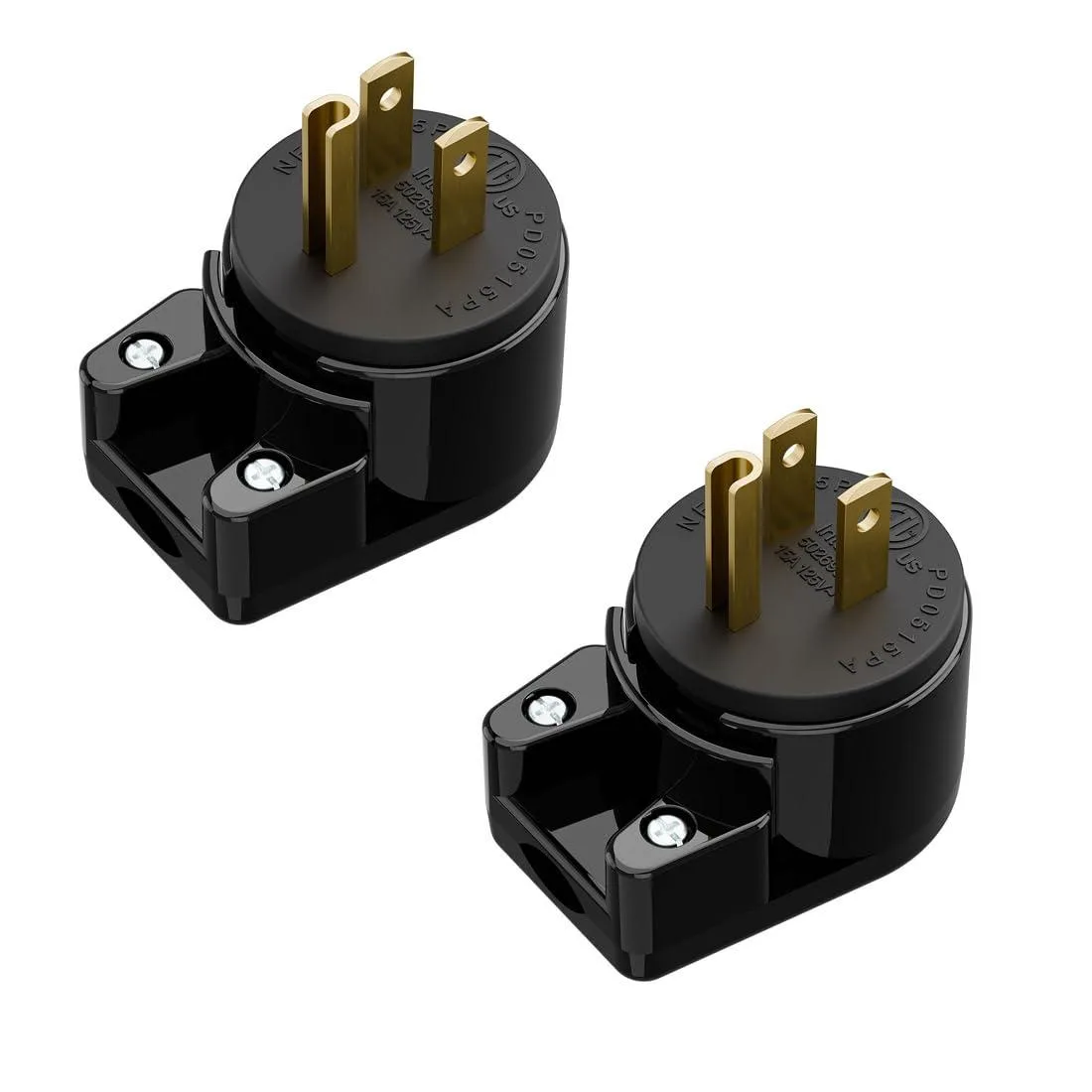 LORDWORLD LORDWORLD NEMA 5-15P Right Angle Male Plug 360° Rotatable 2-Pack — product photo