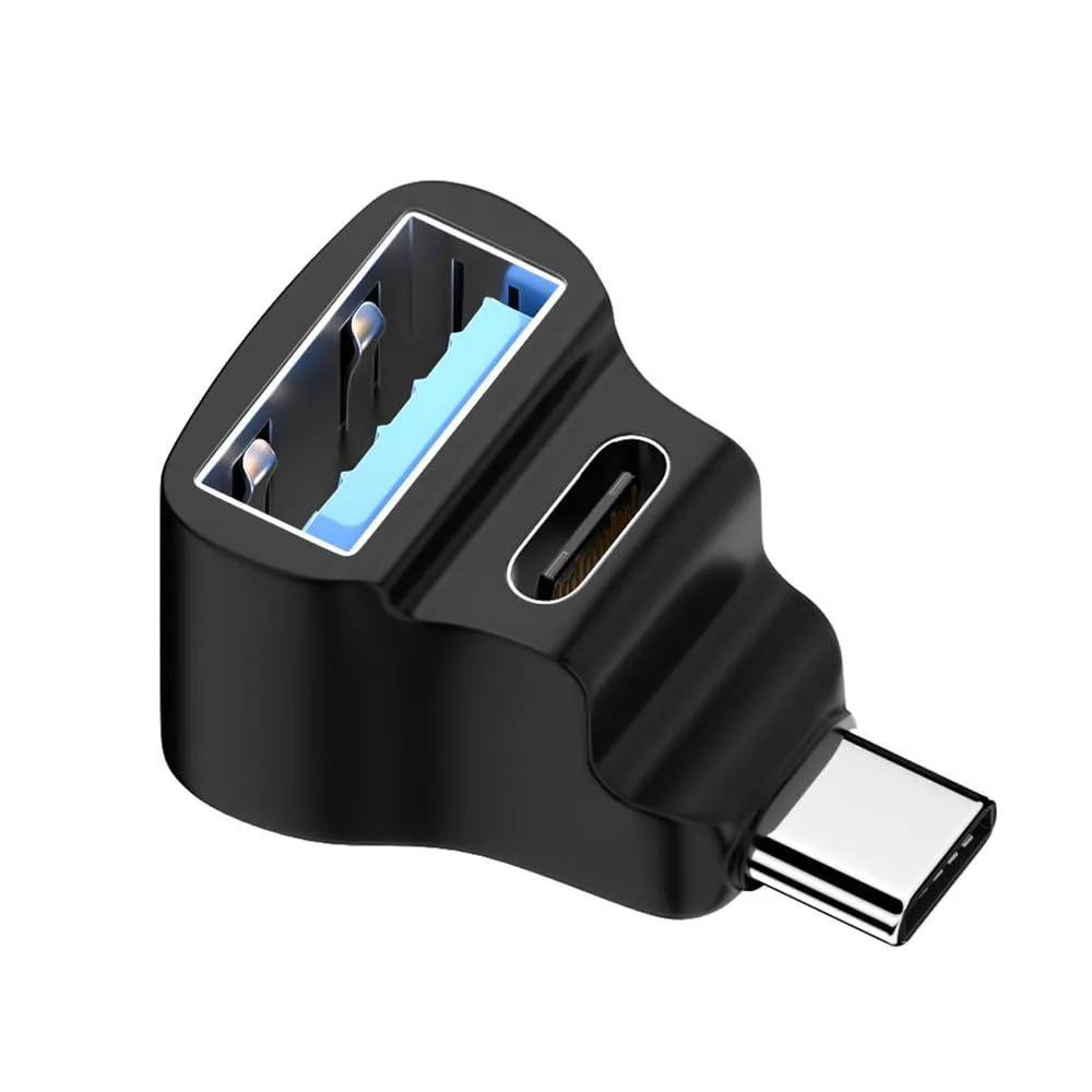 Fervit Fervit 10Gbps USB 3.0 Type-C Male to Dual Type-A OTG &amp; Type-C Female Power Data Splitter Adapter Angled — product photo