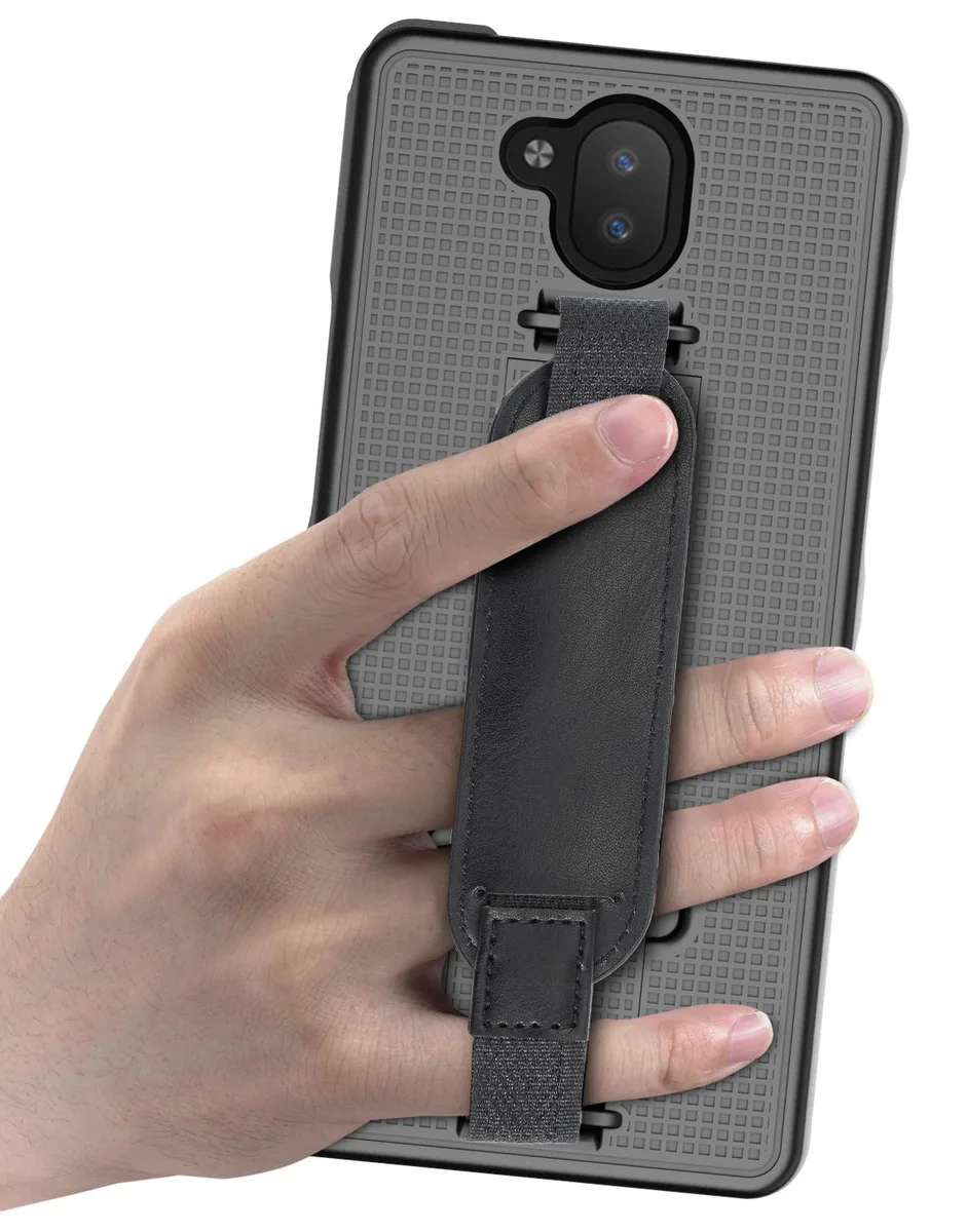 Nakedcellphone Nakedcellphone Black Slim Kickstand Case + Hand Strap for Sonim XP10 5G (XP9900) — product photo