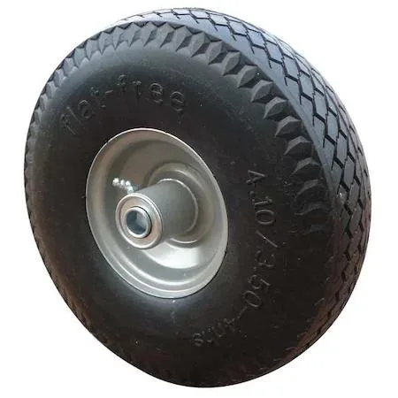 Solid wheel with sawtooth tread, steel hub, non-marking finish