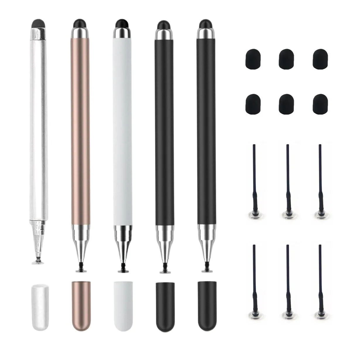  Naturahand 2-in-1 Stylus 5-Pack (White/Silver/Black/Rose Gold) — product photo