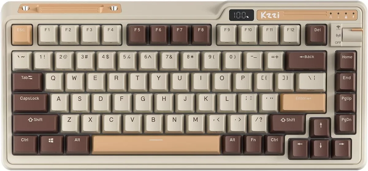 BFKK BFKK 75% Wireless Gasket Mechanical Gaming Keyboard 82 Keys Knob Power Display Mousse Cake — product photo