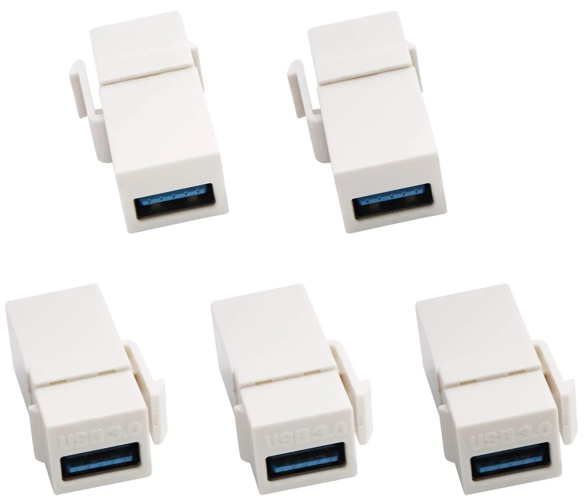 BUCIER BUCIER USB 3.0 A Keystone Adapter Female to Female White 5 Pack — product photo