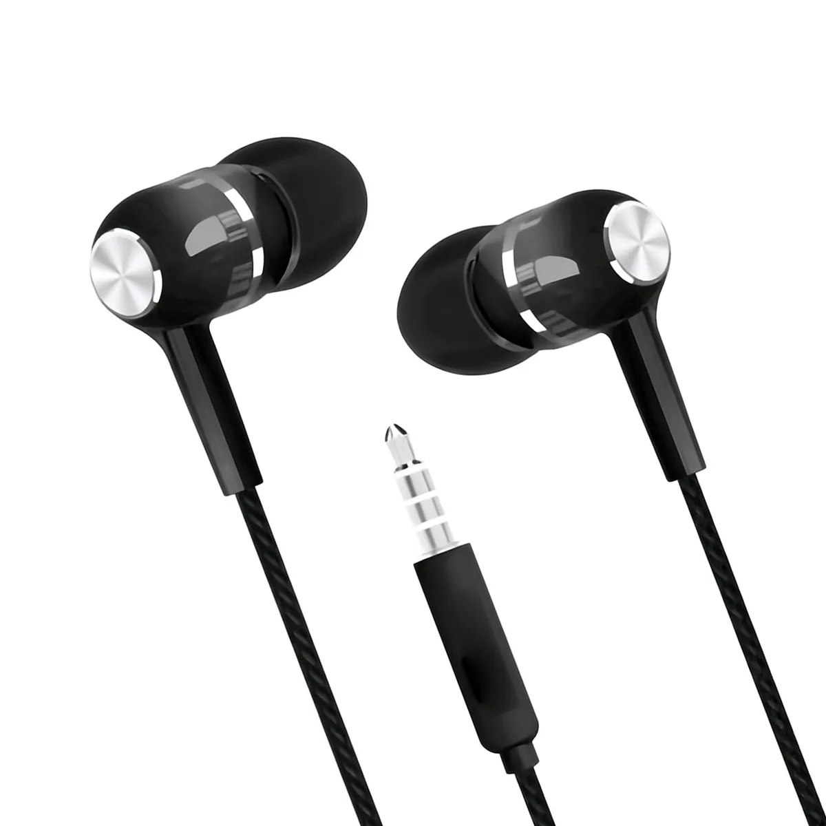 No Sew No Sew Wired Sport Earphone Bass Earbuds with Microphone 3.5mm Black — product photo