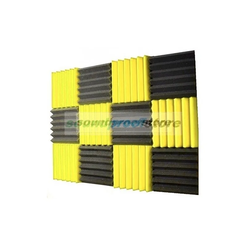 Soundproof Store Soundproof Store Acoustic Wedge Foam Yellow Charcoal 12pk NRC .65 — product photo