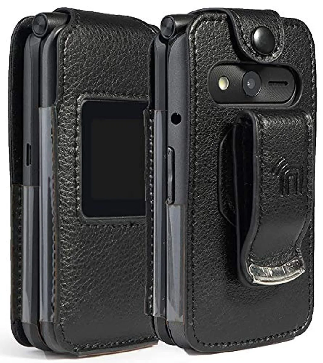 Nakedcellphone Nakedcellphone Fitted Case with Metal Belt Clip for Verizon eTALK — Black Vegan Leather — product photo