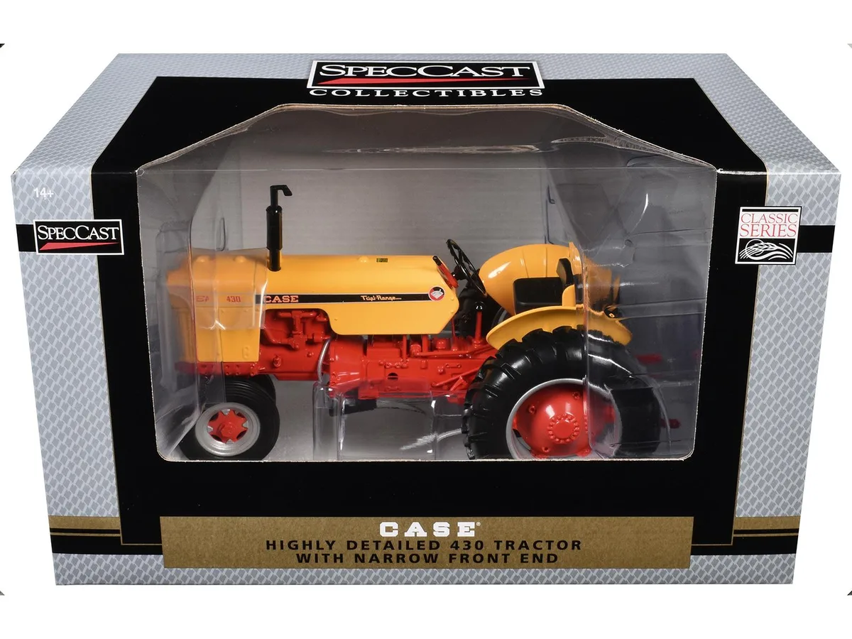SpecCast Collectibles SpecCast Collectibles Case 430 Narrow Front Tractor Yellow Orange Frame Classic Series 1/16 Diecast — product photo