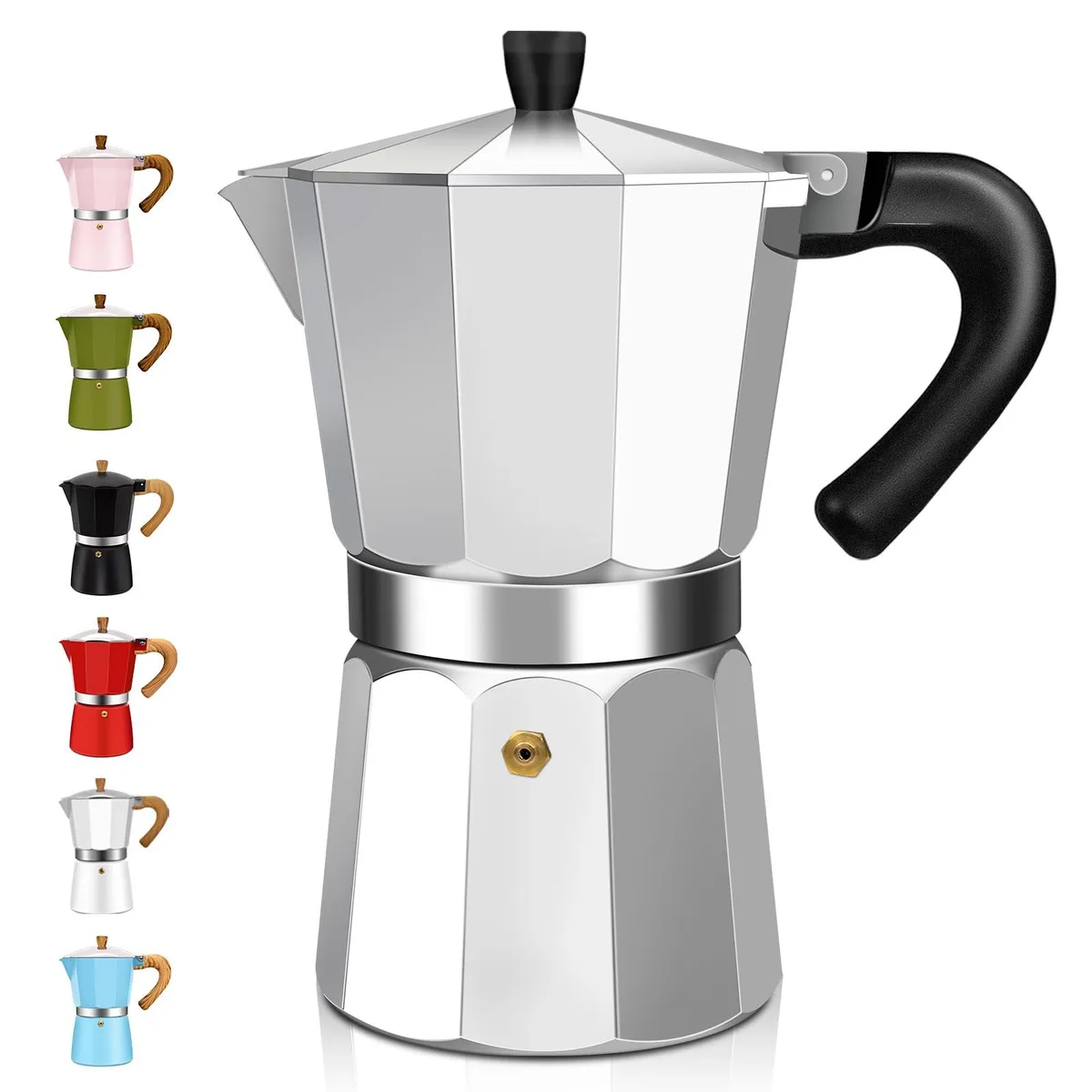  DITOSH 3 Cup Aluminum Stovetop Moka Pot 150ml Silver — product photo